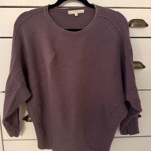 Purple Ribbed Women Sweater